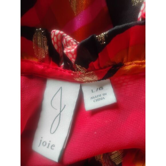 Joie Women's Size Large Colorful Long Sleeve Chiffon Blouse - Picture 5 of 7